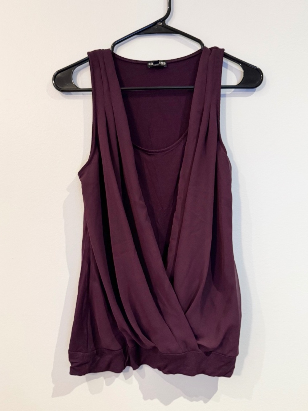 Express Plum Purple Surplus Drape Front Tank Top  Medium